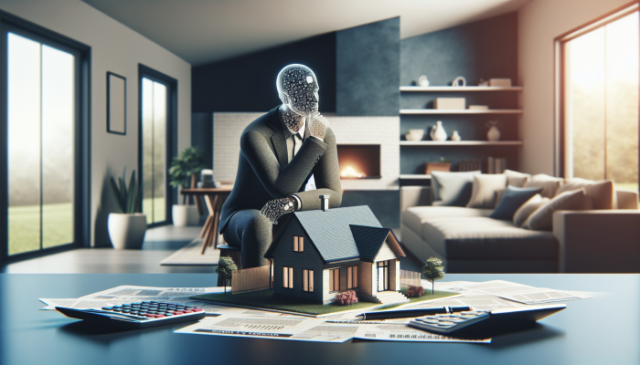 Debt Consolidation Essentials Everyone Should Understand: A Guide | DCL A homeowner considering a secured debt consolidation loan, using their modern suburban house as collateral, with financial documents and a calculator on a table.