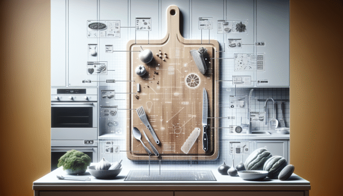 A durable, eco-friendly cutting board displayed in a modern kitchen, highlighting sustainability and minimal waste.