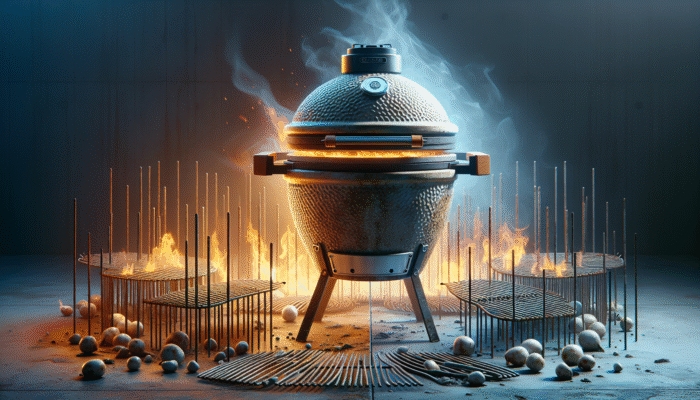 A premium kamado grill made of high-quality ceramic, contrasting with rusting metal grills.