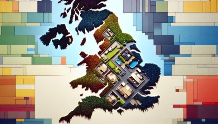 UK map highlighting regional price variations for marble floor polishing with colour-coded costs and polished marble floors.