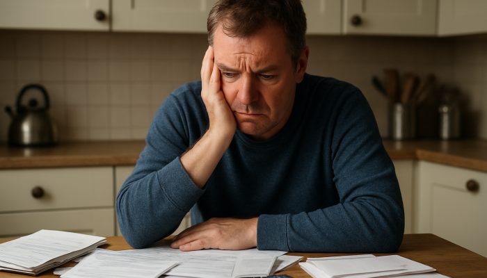Signs Support Is Harming Your Finances: Identify The Risks | DCL Anxious British resident at cluttered table with council tax bills and support correspondence